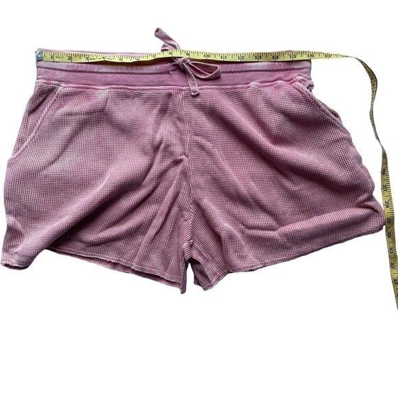 SPLENDID shorts tie waist thermal waffle mineral wash raw hem rose cotton size L - Picture 11 of 14